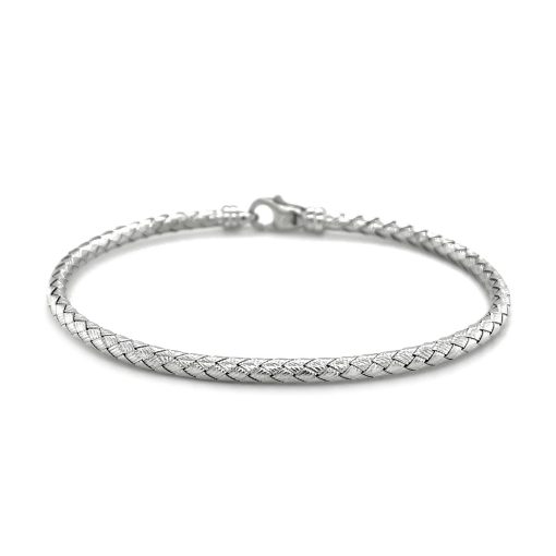 Fancy Weave Bangle in 14k White Gold (3.00 mm) - Image 3