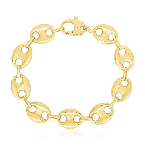 14k Yellow Gold High Polish Lite Puffed Mariner Link Bracelet  (15.00 mm) - Image 2