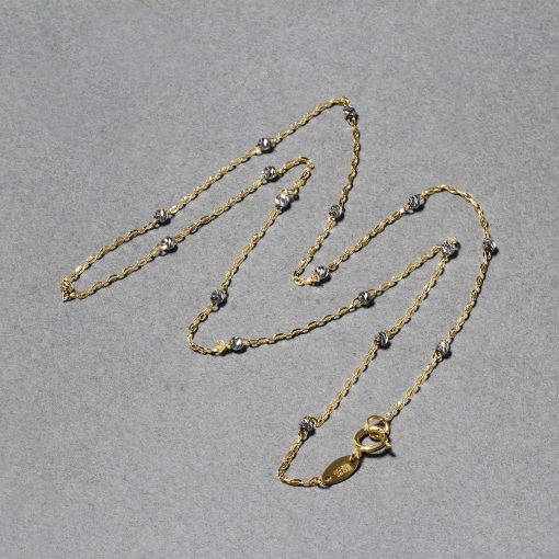 Diamond Cut Bead Links Pendant Chain in Two Tone Gold (3.50 mm) - Image 3