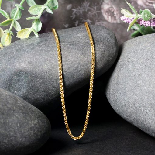 14k Yellow Gold Round Wheat Chain (2.10 mm) - Image 4