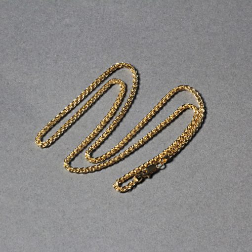 14k Yellow Gold Round Wheat Chain (2.10 mm) - Image 6