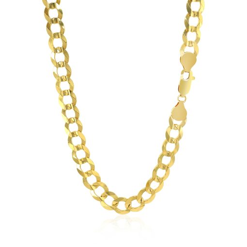 14k Yellow Gold Solid Curb Chain (7.00 mm) - Image 3