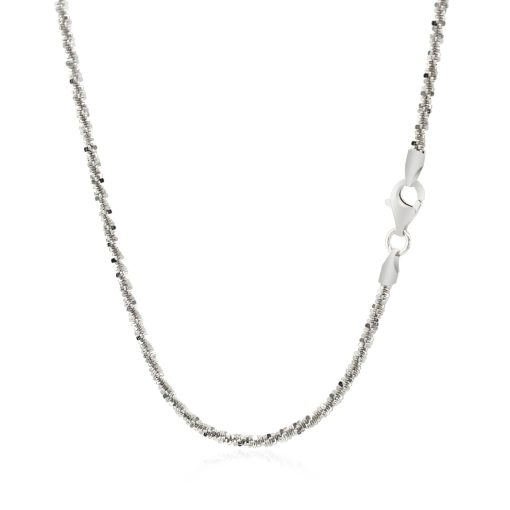 Rhodium Plated 2.2mm Sterling Silver Sparkle Style Chain (2.20 mm) - Image 3
