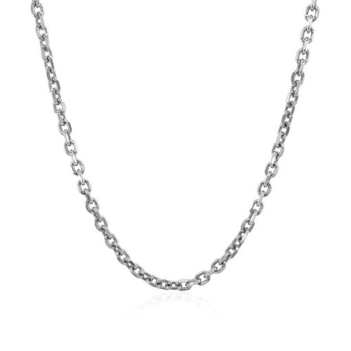 14k White Gold Diamond Cut Cable Link Chain (2.20 mm) - Image 2