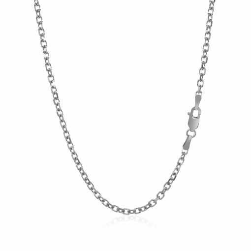 14k White Gold Diamond Cut Cable Link Chain (2.20 mm) - Image 3
