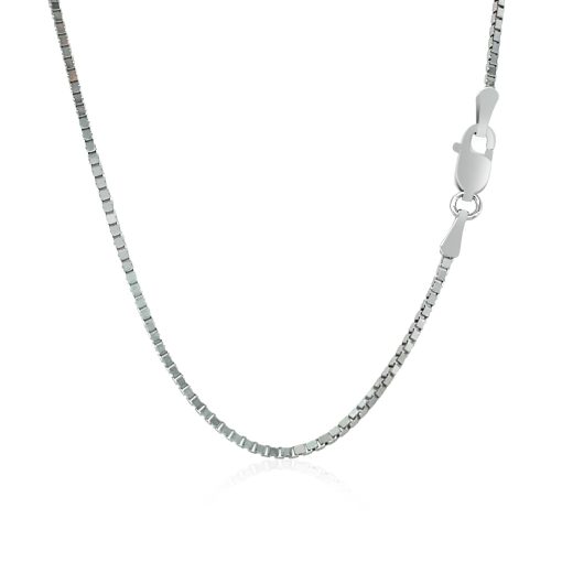 14k White Gold Classic Box Chain (1.10 mm) - Image 3