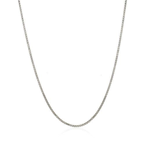 14k White Gold Classic Box Chain (0.85 mm) - Image 2
