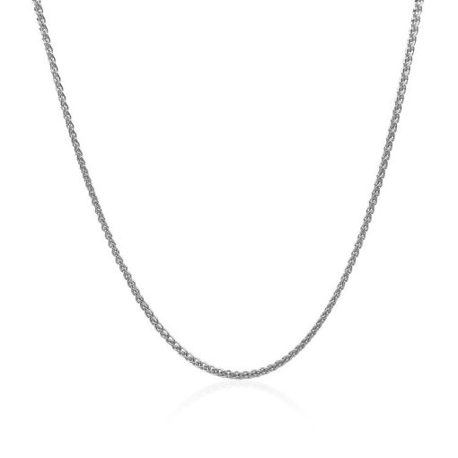 14k White Gold Diamond Cut Round Wheat Chain (1.20 mm) - Image 2