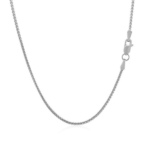 14k White Gold Diamond Cut Round Wheat Chain (1.20 mm) - Image 3