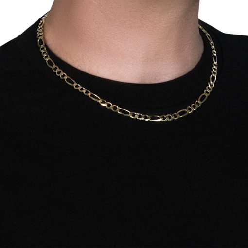 10K Yellow Gold Solid Figaro Chain (5.30 mm) - Image 2