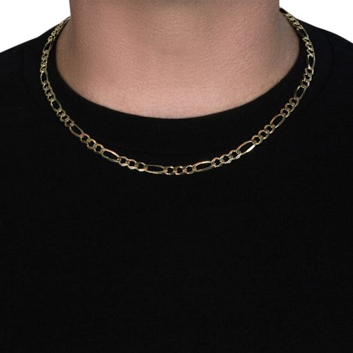 10K Yellow Gold Solid Figaro Chain (5.30 mm) - Image 4