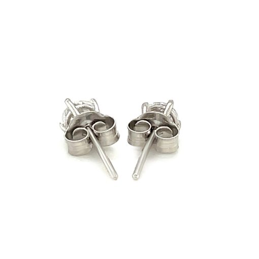 Sterling Silver Faceted White Cubic Zirconia Stud Earrings(4mm) - Image 3