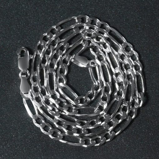 14k White Gold Solid Figaro Chain (3.80 mm) - Image 5