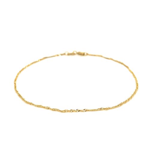 14k Yellow Gold Singapore Bracelet 1.0mm - Image 2