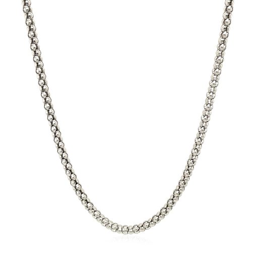 Rhodium Plated 2.5mm Sterling Silver Popcorn Style Chain (2.50 mm) - Image 2