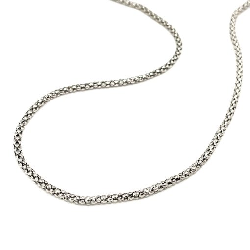 Rhodium Plated 2.5mm Sterling Silver Popcorn Style Chain (2.50 mm) - Image 4