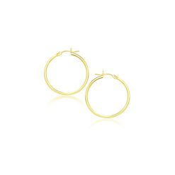 14k Yellow Gold Polished Hoop Earrings (2x20mm)