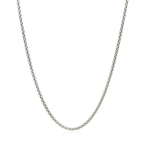 Rhodium Plated 1.8mm Sterling Silver Popcorn Style Chain (1.80 mm) - Image 2
