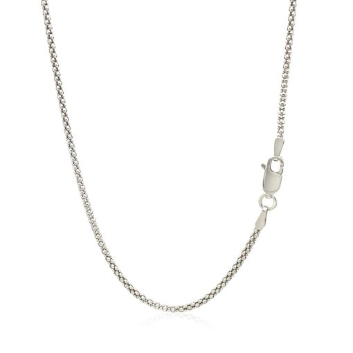 Rhodium Plated 1.8mm Sterling Silver Popcorn Style Chain (1.80 mm) - Image 3