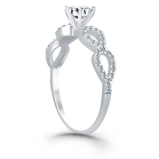 14k White Gold Double Infinity Diamond Engagement Ring - Image 3