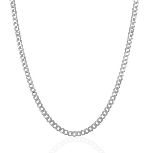 14k White Gold Solid Curb Chain (3.60 mm) - Image 2