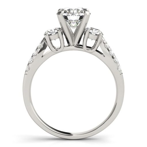 14k White Gold Split Shank 3 Stone Round Diamond Engagement Ring (2 cttw) - Image 2