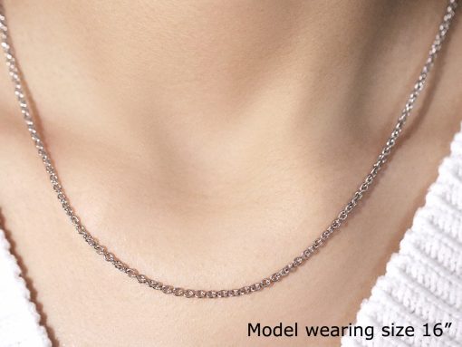 14k White Gold Forsantina Lite Cable Link Chain (2.30 mm) - Image 4