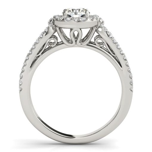 14k White Gold Diamond Engagement Ring with Teardrop Split Shank (7/8 cttw) - Image 2