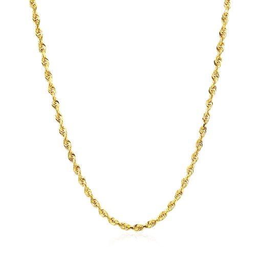 14k Yellow Gold Solid Diamond Cut Rope Chain (2.50 mm) - Image 2