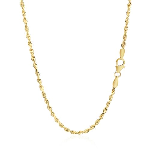14k Yellow Gold Solid Diamond Cut Rope Chain (2.50 mm) - Image 3