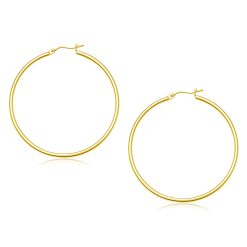 14k Yellow Gold Polished Hoop Earrings (2x45mm)