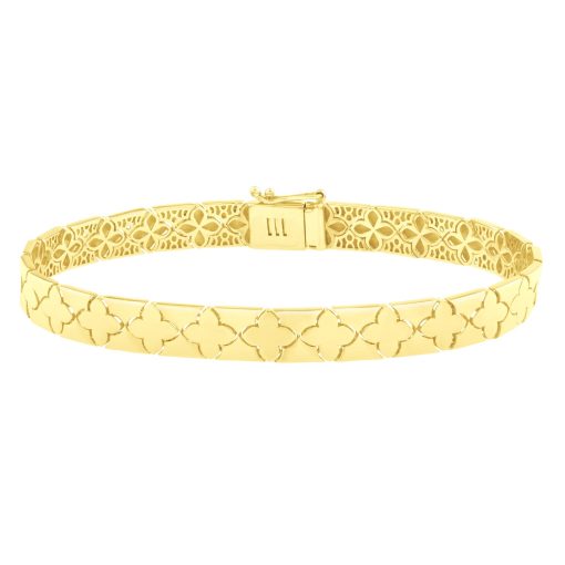 14k Yellow Gold 7 inch Clover Bracelet (6.50 mm) - Image 2