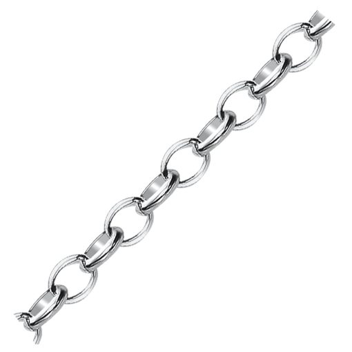 Sterling Silver Polished Charm Bracelet with Rhodium Plating (5.10 mm) - Image 2