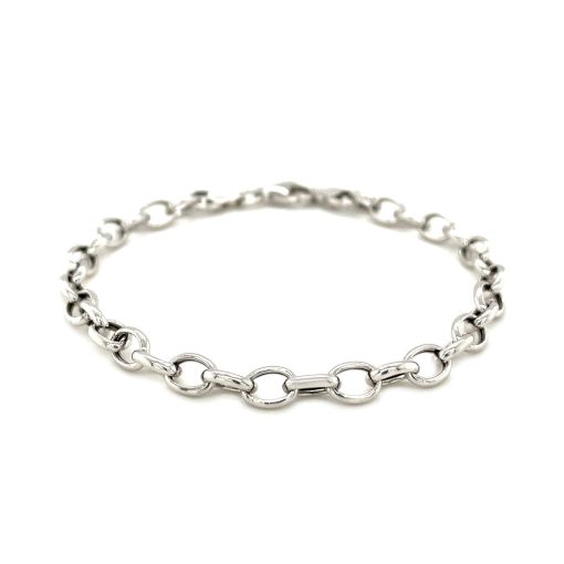 Sterling Silver Polished Charm Bracelet with Rhodium Plating (5.10 mm) - Image 3