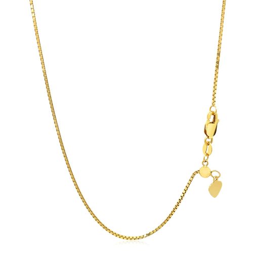14k Yellow Gold Adjustable Box Chain (1.10 mm) - Image 3