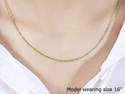 14k Yellow Gold Diamond Cut Cable Link Chain (1.50 mm) - Image 4