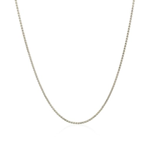 14k White Gold Diamond Cut Round Wheat Chain (1.00 mm) - Image 2