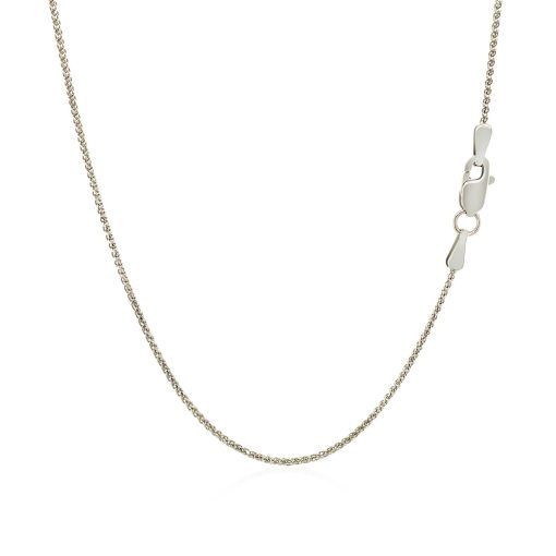 14k White Gold Diamond Cut Round Wheat Chain (1.00 mm) - Image 3