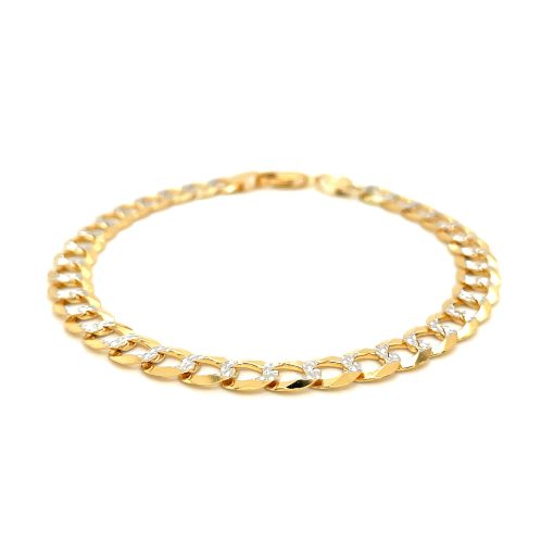 14k Two Tone Gold Pave Curb Bracelet (7.00 mm) - Image 2