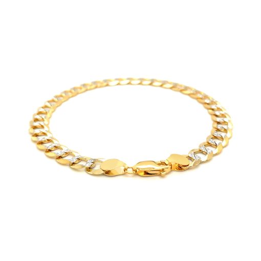 14k Two Tone Gold Pave Curb Bracelet (7.00 mm) - Image 3
