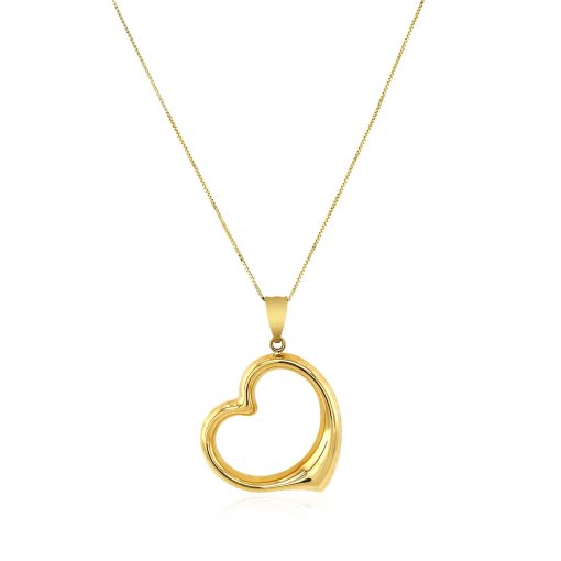 14k Yellow Gold Floating Heart Drop Pendant - Image 2
