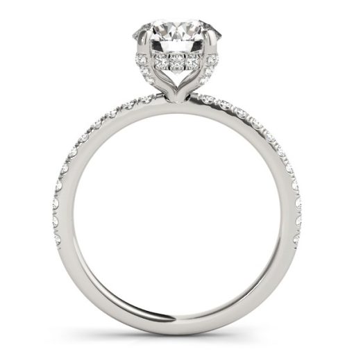 14k White Gold Diamond Engagement Ring with Scalloped Row Band (2 1/4 cttw) - Image 2