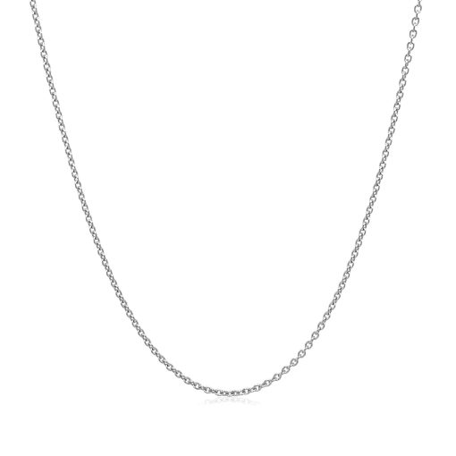14k White Gold Round Cable Link Chain (1.10 mm) - Image 2
