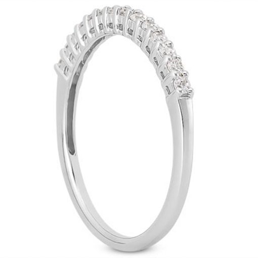 14k White Gold Shared Prong Diamond Wedding Ring Band with Airline Gallery - Image 2