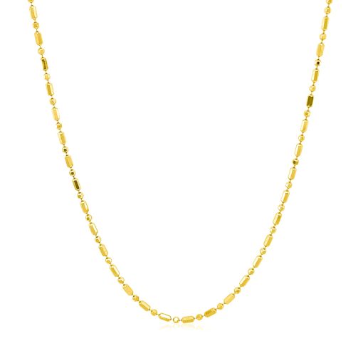 14k Yellow Gold Diamond-Cut Alternating Bead Chain (1.10 mm) - Image 2
