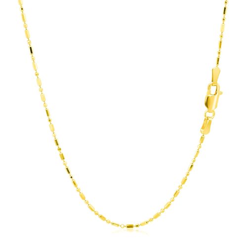 14k Yellow Gold Diamond-Cut Alternating Bead Chain (1.10 mm) - Image 3