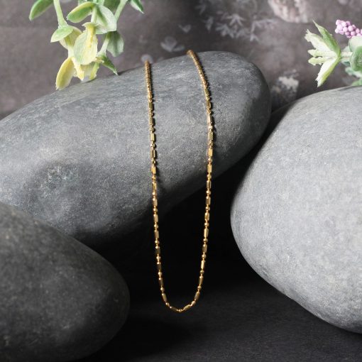 14k Yellow Gold Diamond-Cut Alternating Bead Chain (1.10 mm) - Image 4