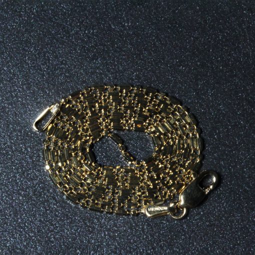14k Yellow Gold Diamond-Cut Alternating Bead Chain (1.10 mm) - Image 6