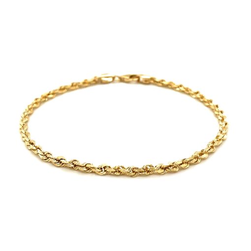 14k Yellow Gold Solid Diamond Cut Rope Bracelet (3.00 mm) - Image 2