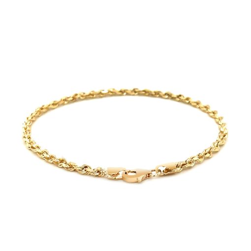 14k Yellow Gold Solid Diamond Cut Rope Bracelet (3.00 mm) - Image 3